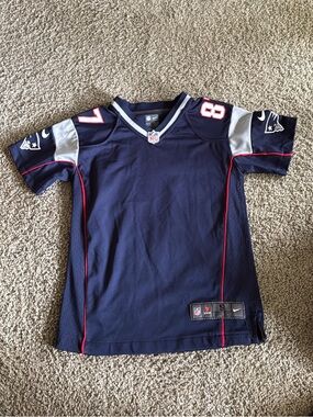 NFL Youth New England Patriots Navy Football Jersey with Red and Silver Accents